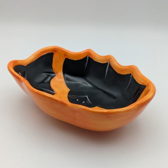 Ceramic Halloween Decor Pumpkin Mug Bat Candy Dish Glazed Coffee Jack o'Lantern - Picture 9 of 11